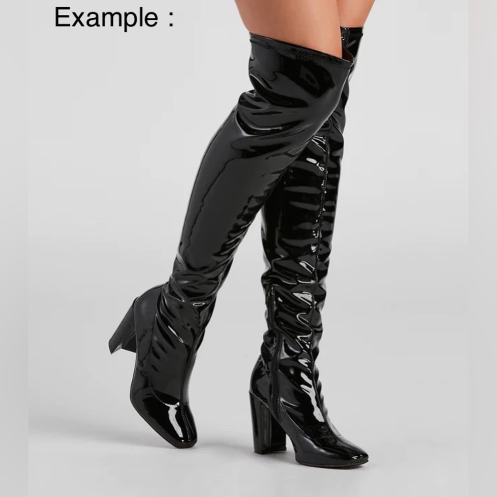 Latex high knee boots